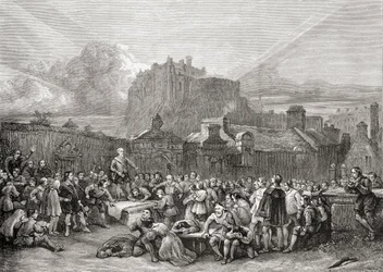 Unterzeichnung des Bundes im Greyfriars-Kirchhof, Edinburgh im Jahr 1638, aus 